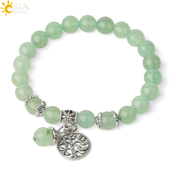 Minimalist Crystal Beaded Stone Chain Bracelet With Tree Of Life Pattern Semi Precious Jewelry For Unisex