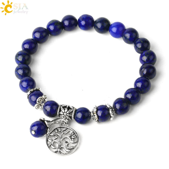 Minimalist Crystal Beaded Stone Chain Bracelet With Tree Of Life Pattern Semi Precious Jewelry For Unisex