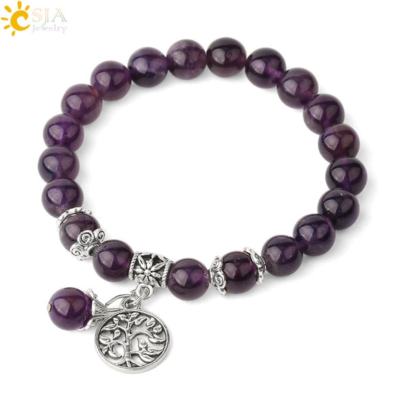 Minimalist Crystal Beaded Stone Chain Bracelet With Tree Of Life Pattern Semi Precious Jewelry For Unisex