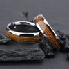 Minimalist Curved Tungsten Steel Ring With Guitar Fretboard Wood Inlay And Gold Electroplated Geometric Design