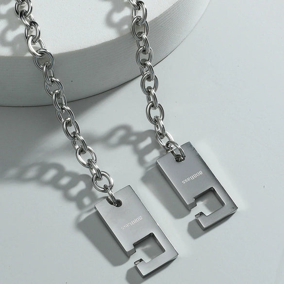 Minimalist Dark Style Hip Hop Pendant Necklace Stainless Steel Geometric Electroplating Ochain