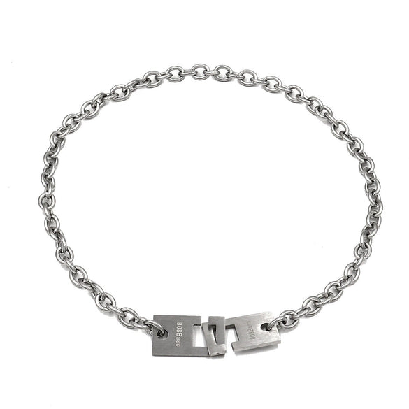 Minimalist Dark Style Hip Hop Pendant Necklace Stainless Steel Geometric Electroplating Ochain