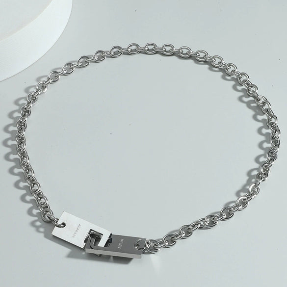 Minimalist Dark Style Hip Hop Pendant Necklace Stainless Steel Geometric Electroplating Ochain