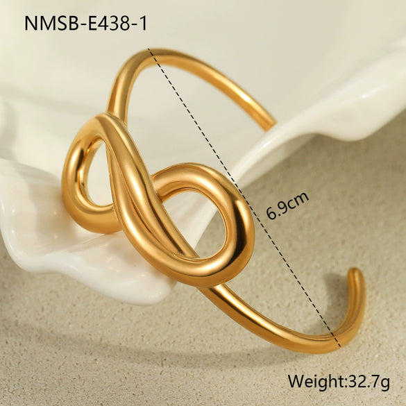Minimalist Design Stainless Steel Bracelet Plated With Gold Geometric Knotted Intertwined Hand Jewelry