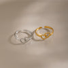 Minimalist Double Heart Hollow Open Ring For Women Pvd Gold Plated Stainless Steel Jewelry