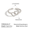 Minimalist Double Heart Hollow Open Ring For Women Pvd Gold Plated Stainless Steel Jewelry