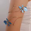 Minimalist Electroplated Alloy Open Cuff Bracelet With Enamel Floral Pattern Details