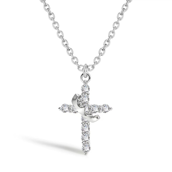 Minimalist Electroplated Copper Layered Pearl Chain Cross Necklace For Women With Geometric Round Pendant Light Luxury Clavicle Chain