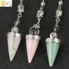 Minimalist Electroplated Titanium Steel Amethyst Cone Pendant Necklace Unisex Jewelry Accessory