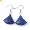 Minimalist Fan Shaped Natural Stone Drop Earrings With Copper Fishhook For Women Multicolor Fashion Jewelry