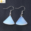 Minimalist Fan Shaped Natural Stone Drop Earrings With Copper Fishhook For Women Multicolor Fashion Jewelry