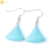 Minimalist Fan Shaped Natural Stone Drop Earrings With Copper Fishhook For Women Multicolor Fashion Jewelry