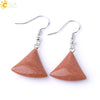 Minimalist Fan Shaped Natural Stone Drop Earrings With Copper Fishhook For Women Multicolor Fashion Jewelry