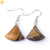 Minimalist Fan Shaped Natural Stone Drop Earrings With Copper Fishhook For Women Multicolor Fashion Jewelry