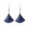 Minimalist Fan Shaped Natural Stone Drop Earrings With Copper Fishhook For Women Multicolor Fashion Jewelry
