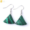 Minimalist Fan Shaped Natural Stone Drop Earrings With Copper Fishhook For Women Multicolor Fashion Jewelry