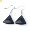 Minimalist Fan Shaped Natural Stone Drop Earrings With Copper Fishhook For Women Multicolor Fashion Jewelry