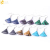 Minimalist Fan Shaped Natural Stone Drop Earrings With Copper Fishhook For Women Multicolor Fashion Jewelry