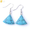 Minimalist Fan Shaped Natural Stone Drop Earrings With Copper Fishhook For Women Multicolor Fashion Jewelry
