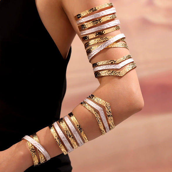 Minimalist Fashion Open Bangle 316L Stainless Steel Oildrip Colorblocking Electroplated Niche Geometric Arm Ring Bracelet