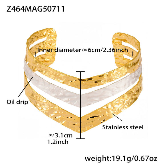 Minimalist Fashion Open Bangle 316L Stainless Steel Oildrip Colorblocking Electroplated Niche Geometric Arm Ring Bracelet