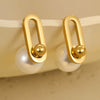 Minimalist Fashion Women's Imitation Pearl Stainless Steel Geometric Earrings With Electroplating