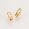 Minimalist Fashion Women's Imitation Pearl Stainless Steel Geometric Earrings With Electroplating