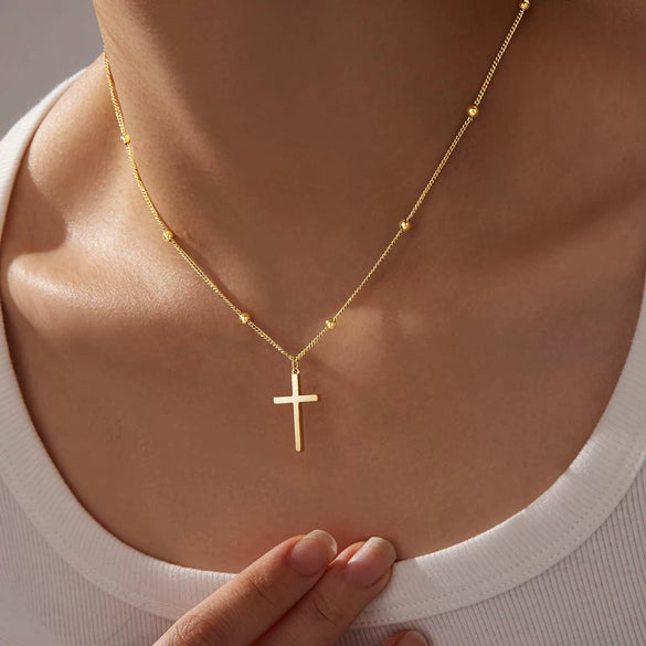 Minimalist Figure Eight Cross Necklace For Women Copper Geometric Pendant Clavicle Chain With Zircon Inlay And Electroplated Finish
