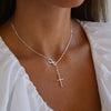 Minimalist Figure Eight Cross Necklace For Women Copper Geometric Pendant Clavicle Chain With Zircon Inlay And Electroplated Finish