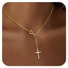 Minimalist Figure Eight Cross Necklace For Women Copper Geometric Pendant Clavicle Chain With Zircon Inlay And Electroplated Finish