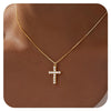 Minimalist Figure Eight Cross Necklace For Women Copper Geometric Pendant Clavicle Chain With Zircon Inlay And Electroplated Finish