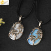Minimalist Flower Pendant Necklace With Natural Stone And Crystal On Wax Rope Plated Bronze Jewelry For Women