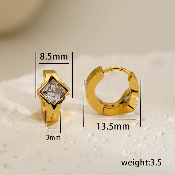 Minimalist French Retro Light Luxury Design Stainless Steel Geometric Electroplated Earrings Unisex