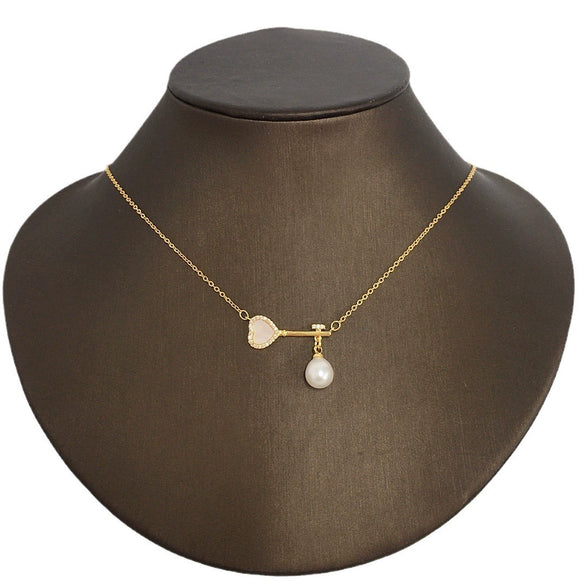 Minimalist Freshwater Pearl And Copper Pendant Jewelry Set With Droplet And Rice Shape Pearls