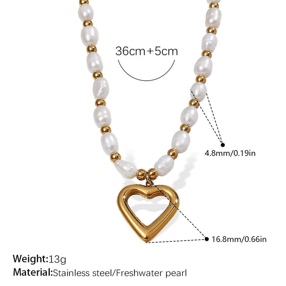 Minimalist Freshwater Pearl Beaded Women's Necklace 316L Stainless Steel Electroplating