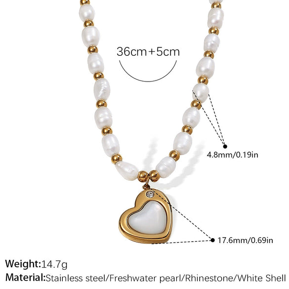 Minimalist Freshwater Pearl Beaded Women's Necklace 316L Stainless Steel Electroplating