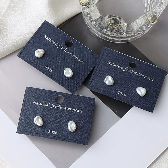 Minimalist Freshwater Pearl Earrings With S925 Silver Needle And Special Shape