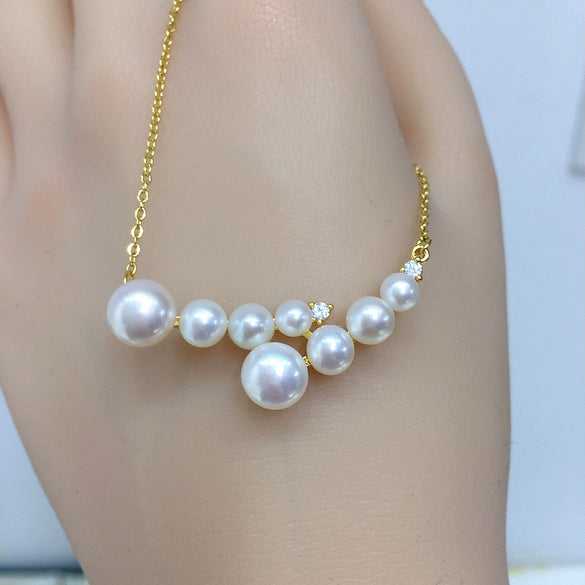 Minimalist Freshwater Pearl Pendant Jewelry With Copper Accessories And Flat Round Or Bun Round Pearls