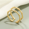 Minimalist Geometric Alloy Double Layer Adjustable Open Ring Bamboo Joint Style Fashion Ring For Unisex