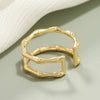 Minimalist Geometric Alloy Double Layer Adjustable Open Ring Bamboo Joint Style Fashion Ring For Unisex