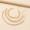Minimalist Geometric Alloy Thick Chain Bracelet Set With Pearls Retro Fashion Statement Link Bracelets