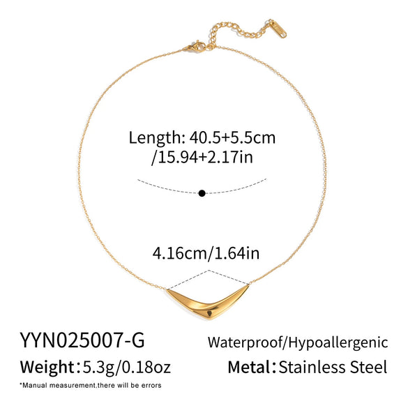 Minimalist Geometric Arc Pendant Necklace For Women Stainless Steel 18K Real Gold Plated With Pvd Furnace Vacuum Plating