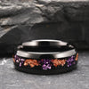 Minimalist Geometric Black Electroplated Tungsten Steel Ring With Crushed Gold Foil Inlay Unisex Jewelry