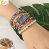 Minimalist Geometric Blue Aventurine Stone Multi Layer Bracelet With Hand Woven Rope And Beaded Details For Unisex Wear
