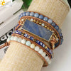Minimalist Geometric Blue Aventurine Stone Multi Layer Bracelet With Hand Woven Rope And Beaded Details For Unisex Wear