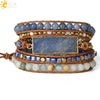 Minimalist Geometric Blue Aventurine Stone Multi Layer Bracelet With Hand Woven Rope And Beaded Details For Unisex Wear