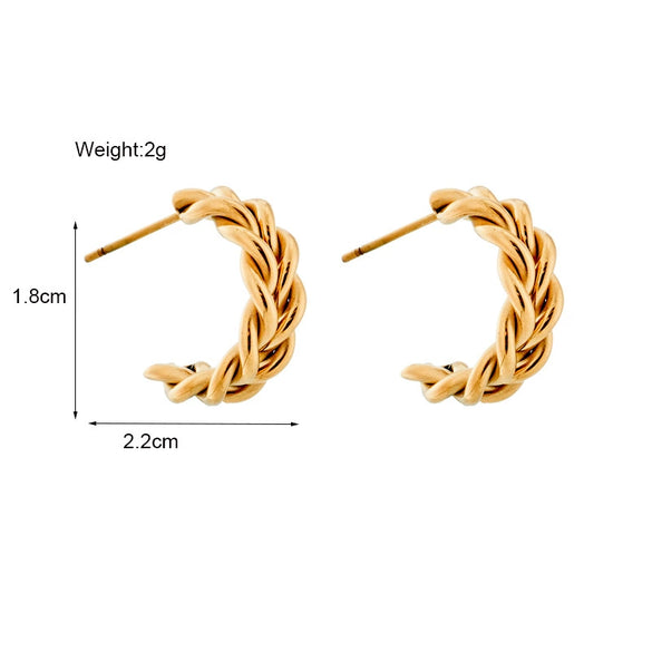 Minimalist Geometric Braided Twist Goldplated Stainless Steel Earrings Accessories