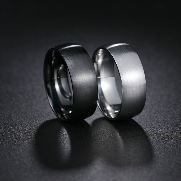Minimalist Geometric Brushed Stainless Steel Ring With Electroplating Treatment