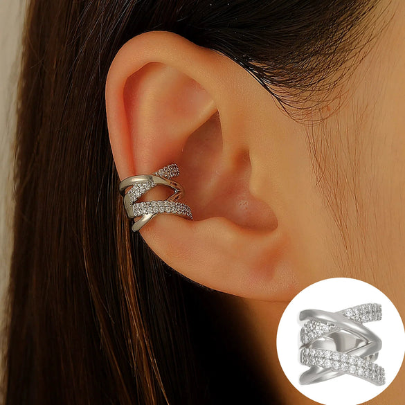 Minimalist Geometric Clipon Earrings Copper Metal Bee Snakeshaped Ear Cuffs Diamond Design