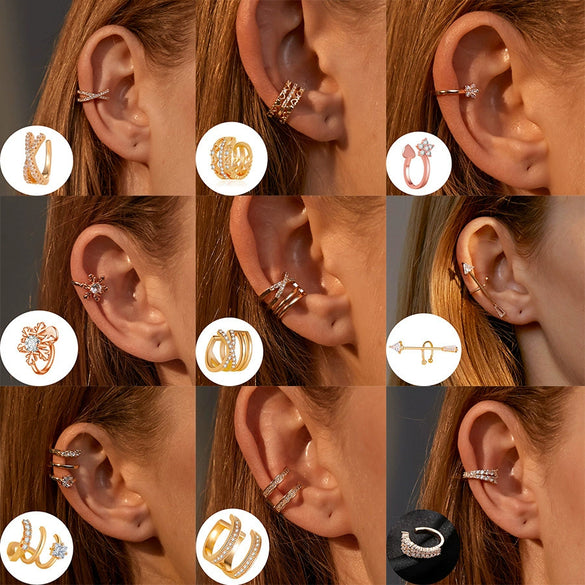 Minimalist Geometric Clipon Earrings Copper Metal Bee Snakeshaped Ear Cuffs Diamond Design